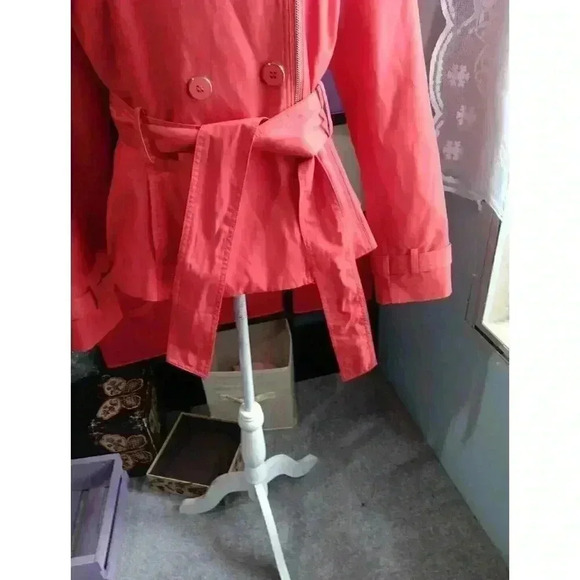 "BLACK‎ RIVET" Ladies Belted Trench Coat Sz XLCoral Color EUC - Picture 8 of 14